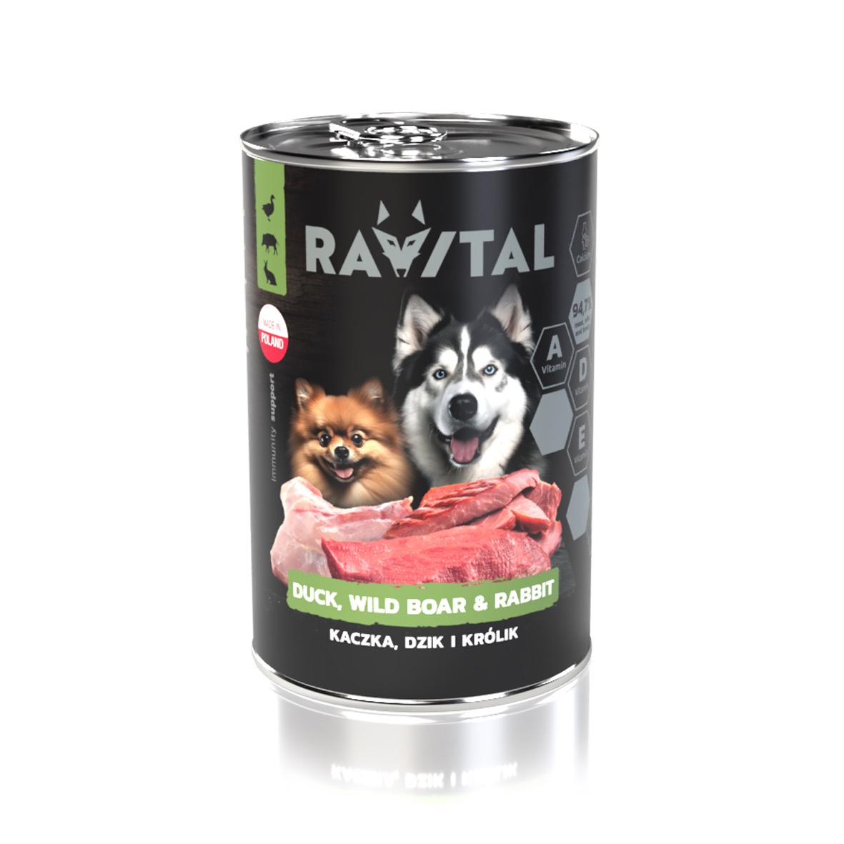 Ravital Duck, Wild Boar & Rabbit konserv koerale 400g 1 Ravital Duck, Wild Boar & Rabbit konserv koerale 400g