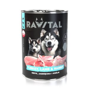 Ravital Turkey, Lamb & Rabbit konserv kutsikatele 800g