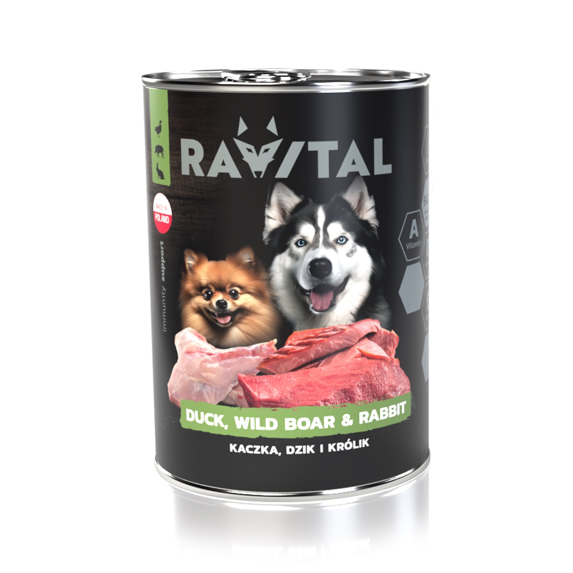 Ravital Duck, Wild Boar & Rabbit konserv koerale 800g 1 Ravital Duck, Wild Boar & Rabbit konserv koerale 800g