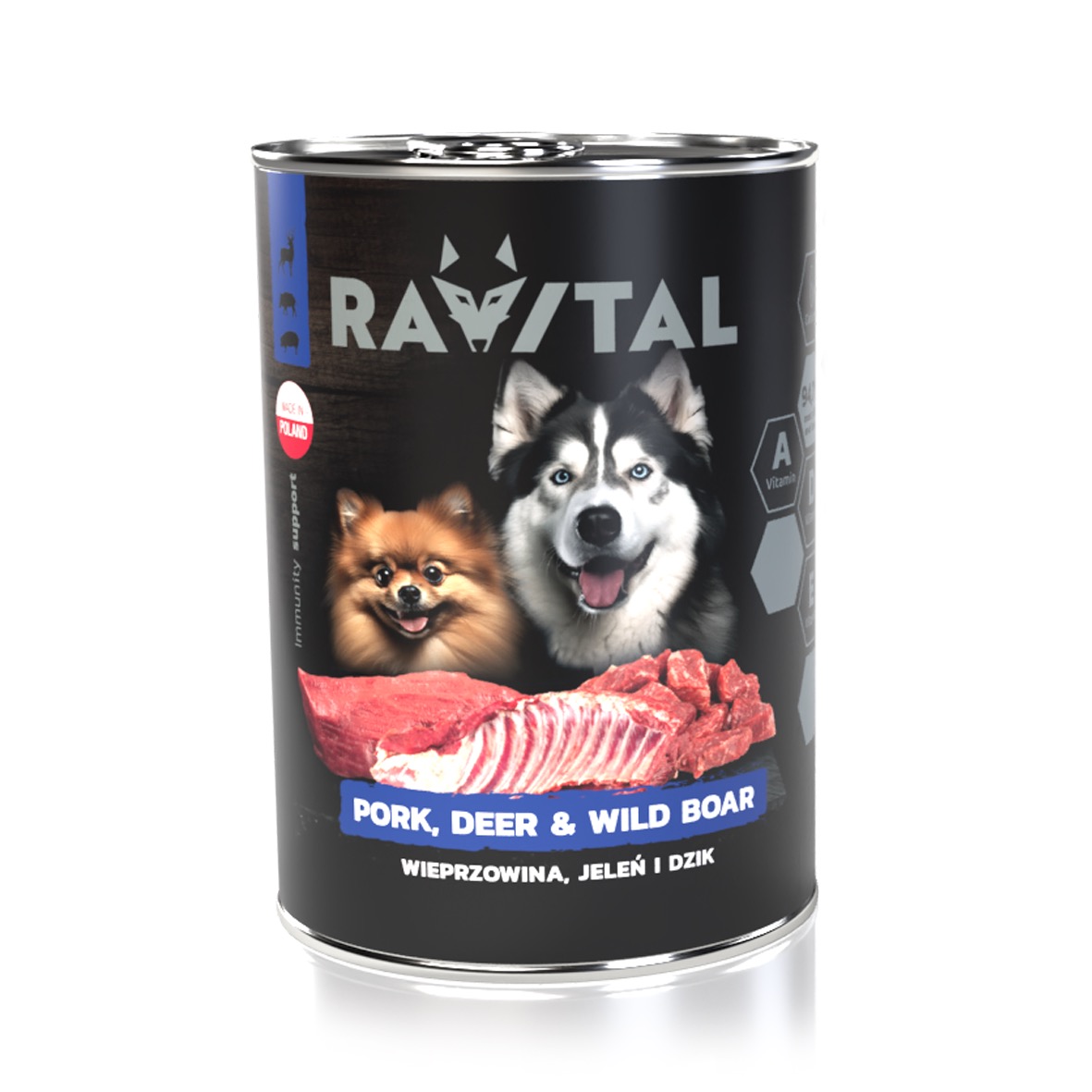 Ravital Pork, Deer & Wild Boar konserv koerale 800g 1 Ravital Pork, Deer & Wild Boar konserv koerale 800g