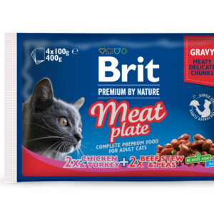 Brit Premium Meat Plate multipakk märgtoit kassidele 4x100g