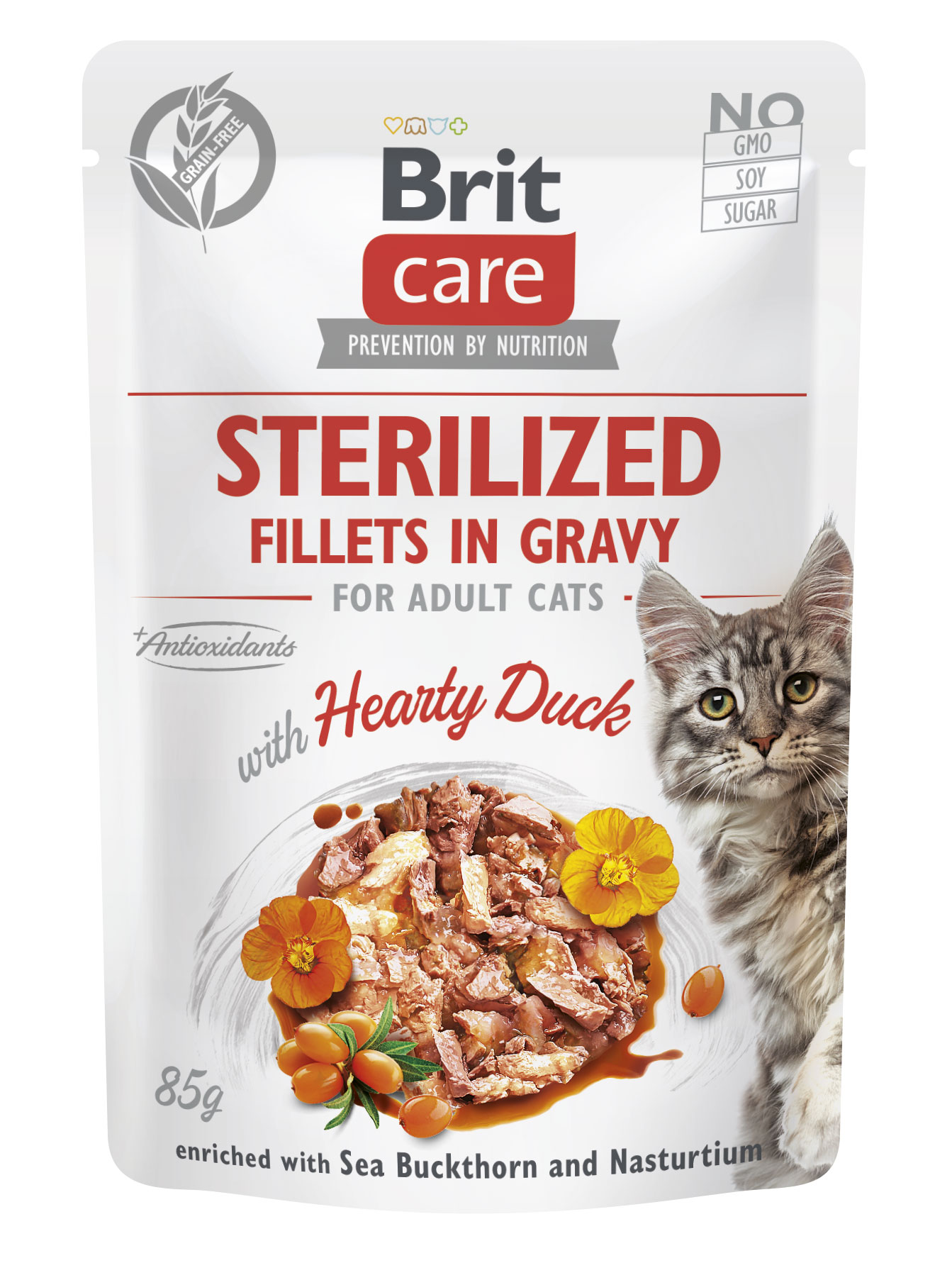 Brit Care Fillets in Gravy Hearty Duck märgtoit steriliseeritud kassidele 85g 1 Brit Care Fillets in Gravy Hearty Duck märgtoit steriliseeritud kassidele 85g