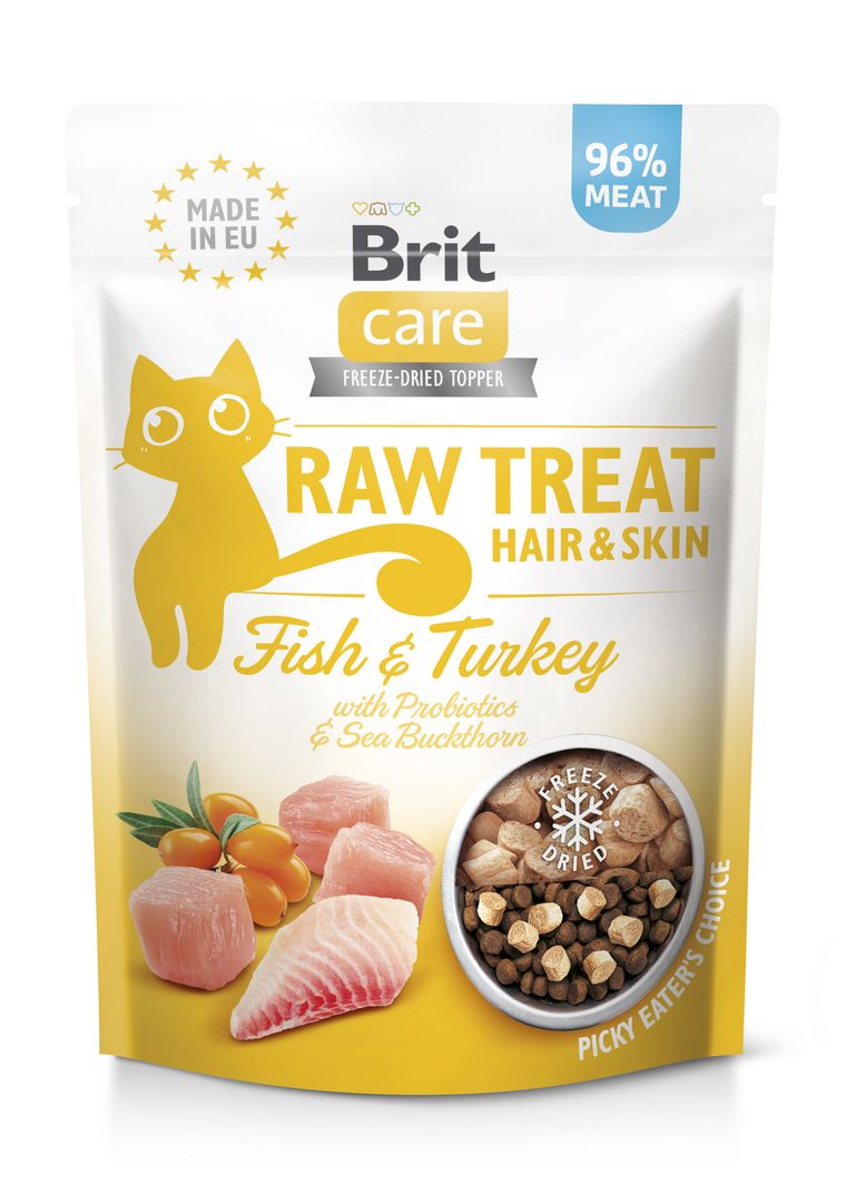 Brit Care Raw külmkuivatatud maius Hair & Skin kassidele 40g 1 Brit Care Raw külmkuivatatud maius Hair & Skin kassidele 40g