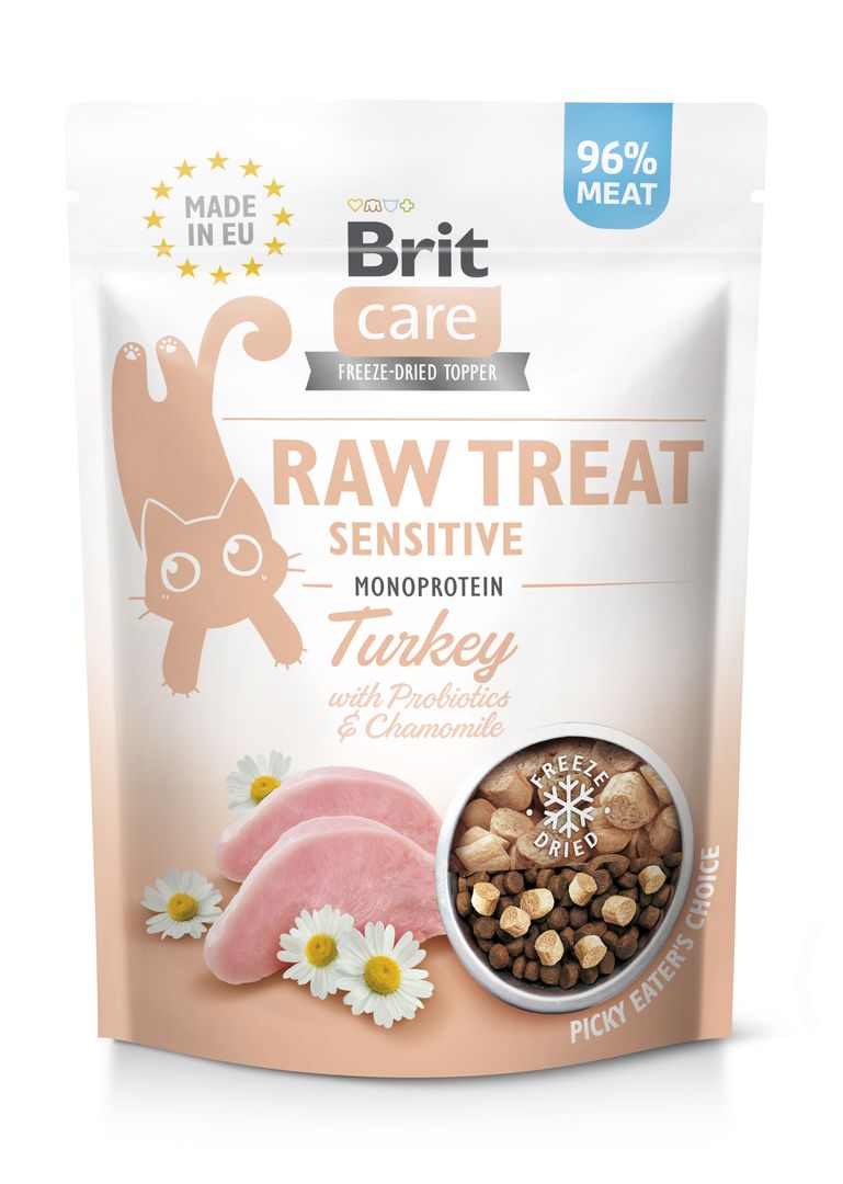 Brit Care Raw külmkuivatatud maius Sensitive kassidele 40g 1 Brit Care Raw külmkuivatatud maius Sensitive kassidele 40g