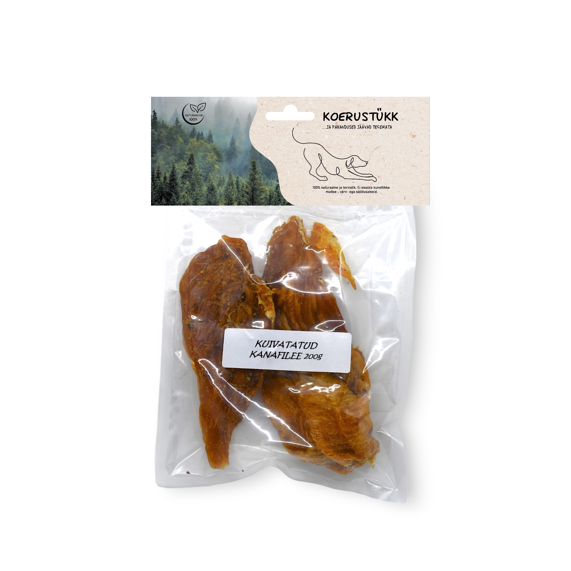 Koerustükk kuivatatud kanafilee koerale 200g 1 Koerustükk kuivatatud kanafilee koerale 200g